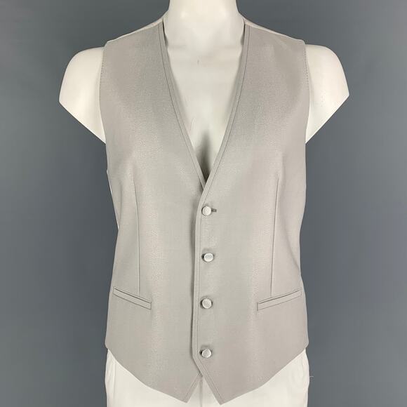 DOLCE & GABBANA Size 42 Silver Beige Wool Silk Vest - Picture 1 of 6